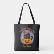 Saco de mão personalizado de Halloween com gato pr