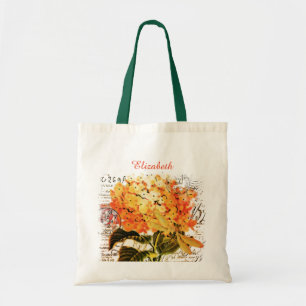 Bolsa Tote Saco de mão personalizado de hortênsia laranja e l