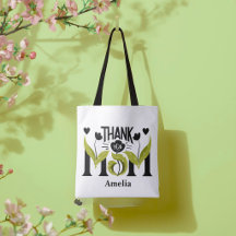 Saco de mão personalizado floral Obrigada Mamãe
