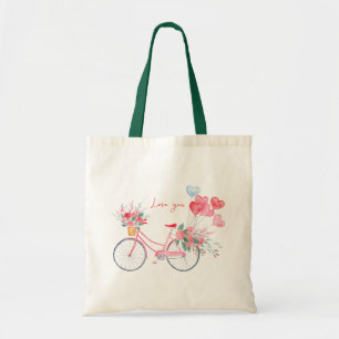 Bolsa Tote Saco de mão Pink & Red Watercolor Minimalist Love