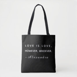 Bolsa Tote Saco de mão preto Minimalista Amor é Amor Nome Per