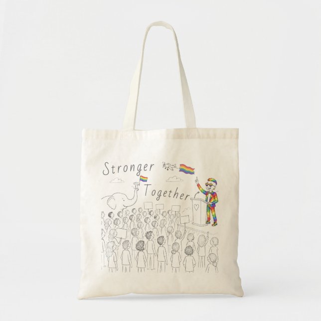 Bolsa Tote Saco de mão Pride Stronger Together (Frente)
