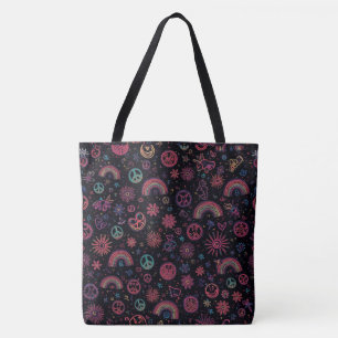 Bolsa Tote Saco de mão psicodélico Groovy Chuva de cores &