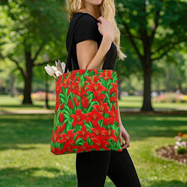 Bolsa Tote Saco de mão Red Lilies (Criador carregado)