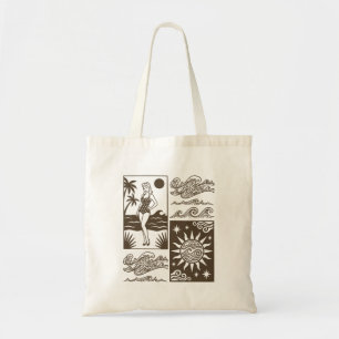 Bolsa Tote Saco de mão Retro Vintage Beach Pin-Up Girl Ocean 