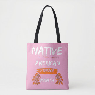Bolsa Tote saco de mão rosa do mês da herança nativa american