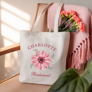 Bolsa Tote Saco de Mão Rosa Floral Personalizado para Despedi