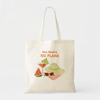 Bolsa Tote Saco de mão Sun, Sand & No Plans – Verão Fofo da P