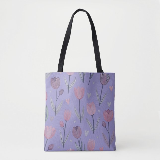 Bolsa Tote Saco de mão Tulipa Roxa (Frente)