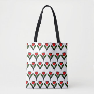 Bolsa Tote saco de mão tulipa vermelha