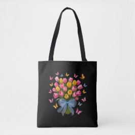 Bolsa Tote Saco de Mão Tulipas & Borboletas