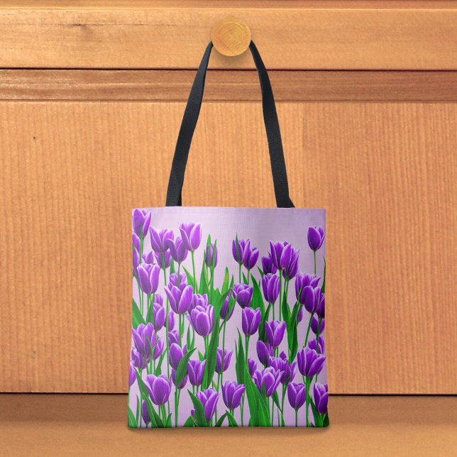 Bolsa Tote Saco de mão Tulipas Roxas (Tote bag with purple tulips)
