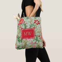 Saco de mão verde com monograma personalizado de f