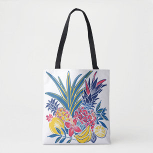 Bolsa Tote Saco de mão vibrante de frutas tropicais e flor de