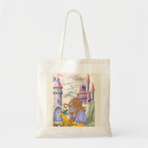 Saco de mão vintage de princesa e castelo de conto