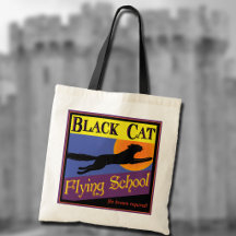 Saco de mão Vintage Halloween Black Cat Flying Sch