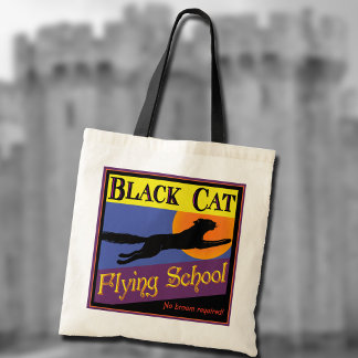 Bolsa Tote Saco de mão Vintage Halloween Black Cat Flying Sch
