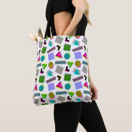 Bolsa Tote Saco de mão Vintage Impressão 80s 90s Triângulo Qu