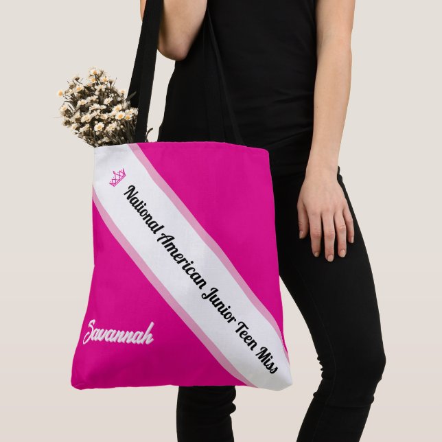 Bolsa Tote Saco de Mãos de Desfile com Faixa Personalizada Co (Close Up)