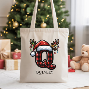 Bolsa Tote Saco de monograma de Natal personalizado para famí