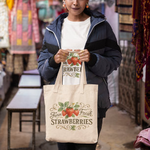 Bolsa Tote Saco de Morangos Frescos da Fazenda