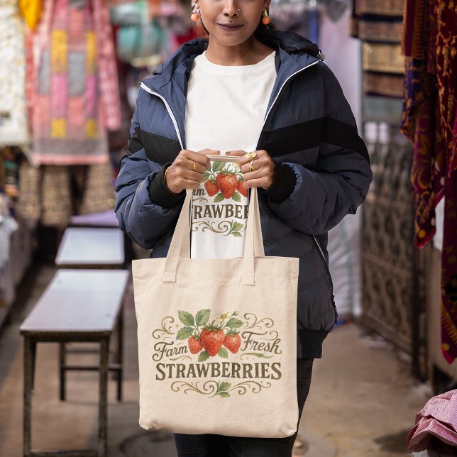 Bolsa Tote Saco de Morangos Frescos da Fazenda (Criador carregado)
