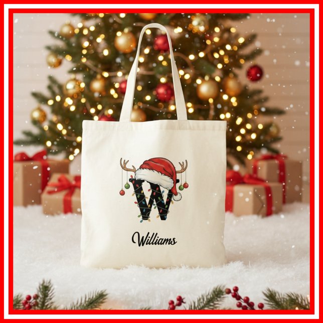 Bolsa Tote Saco de Natal com Antílope e Chapéu de Papai Noel  (Criador carregado)