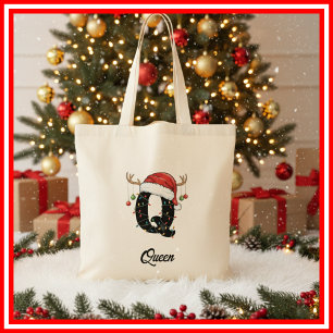 Bolsa Tote Saco de Natal com Antílope e Chapéu de Papai Noel