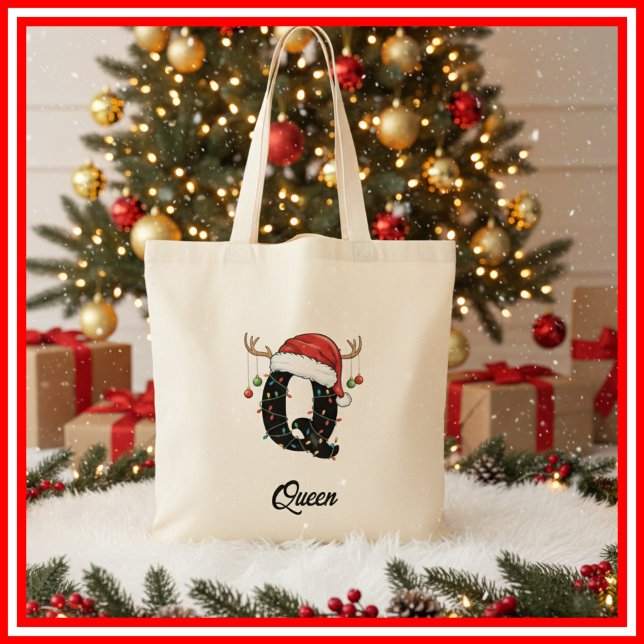 Bolsa Tote Saco de Natal com Antílope e Chapéu de Papai Noel  (Criador carregado)