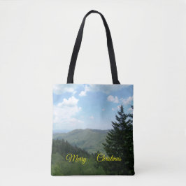 Bolsa Tote Saco de Natal com Cena de Montanha