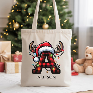 Bolsa Tote Saco de Natal com Nome Personalizado de Presente p