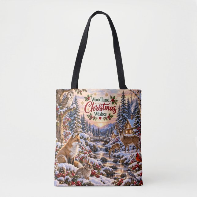 Bolsa Tote Saco de Natal da Floresta (Frente)