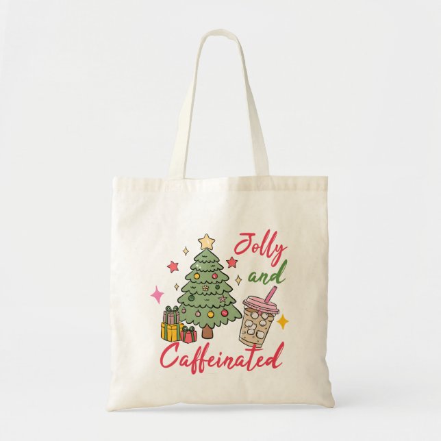 Bolsa Tote Saco de Natal de Café Festivo (Frente)