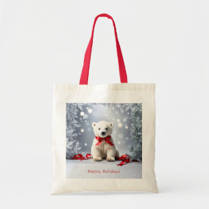 Bolsa Tote Saco de Natal de Urso Polar para Férias