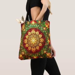 Bolsa Tote Saco de Natal Decorativo Verde Vermelho