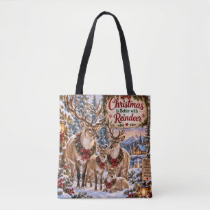 Bolsa Tote Saco de Natal é Melhor com Rena