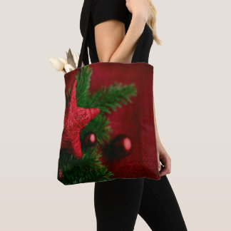 Bolsa Tote Saco de Natal Estrela Vermelha Festiva
