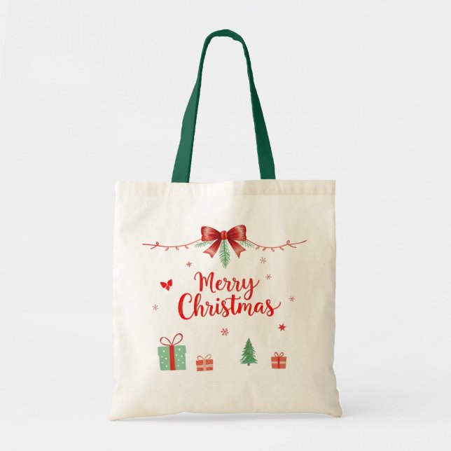 Bolsa Tote Saco de Natal feliz (Frente)