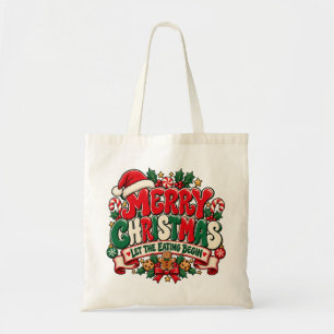 Bolsa Tote Saco de Natal Feliz Começa a Comida
