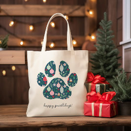 Bolsa Tote Saco de Natal Feliz Pawlidays para Amantes de Cães