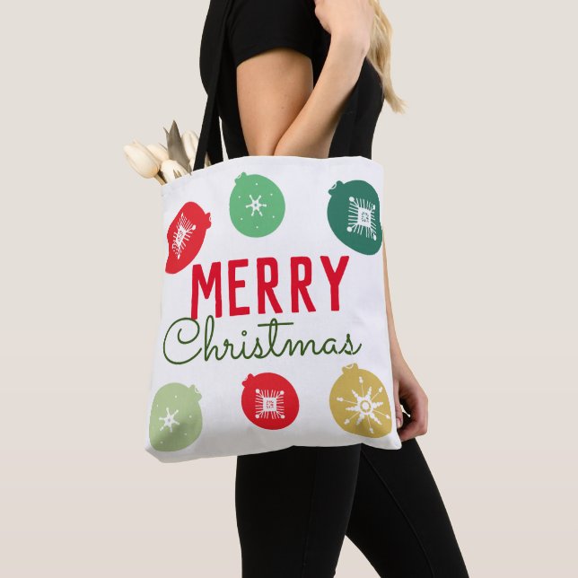 Bolsa Tote Saco de Natal Flocos de Neve Enfeites (Close Up)