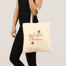 Bolsa Tote Saco de Natal Flocos de Neve Preto e Vermelho