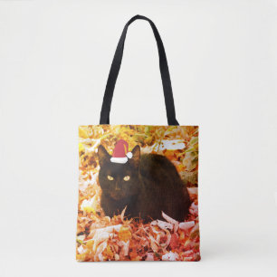 Bolsa Tote Saco de Natal Gato Preto