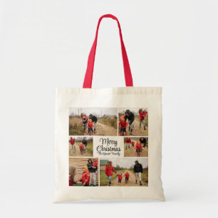 Bolsa Tote Saco de Natal Moderno com Foto da Família