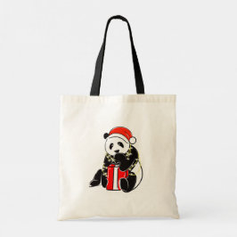 Bolsa Tote Saco de Natal Panda Fofo – Férias Minimalistas