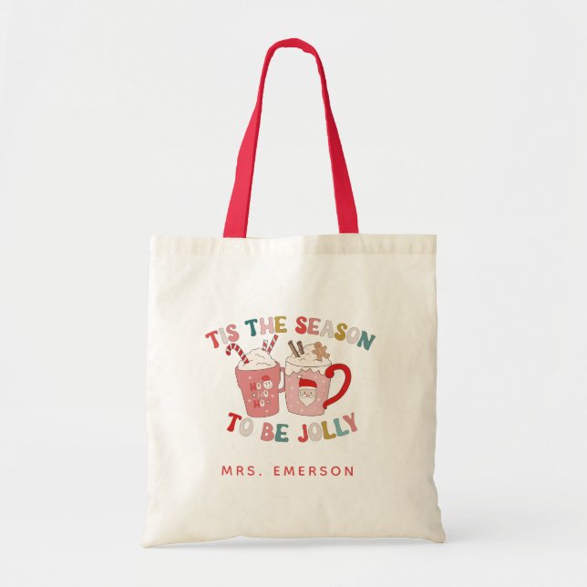 Bolsa Tote Saco de Natal Retro (Frente)