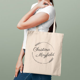 Bolsa Tote Saco de Negócios Personalizado com Folhas Redondas