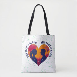 Bolsa Tote Saco de ombro silhueta casal romântico pôr do sol 