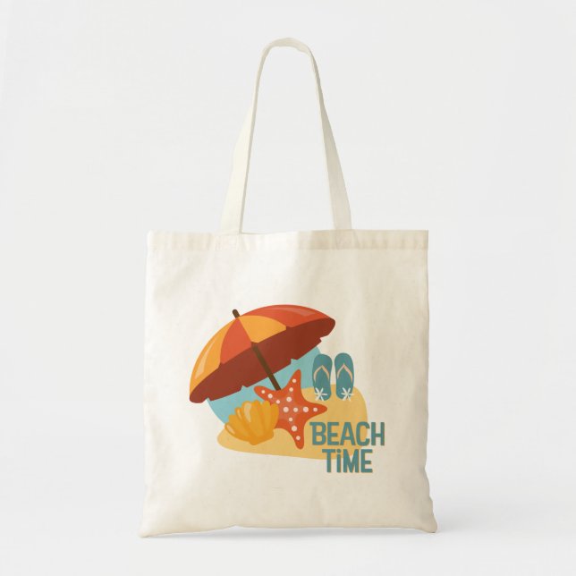 Bolsa Tote Saco de orçamento de tempo de praia (Frente)
