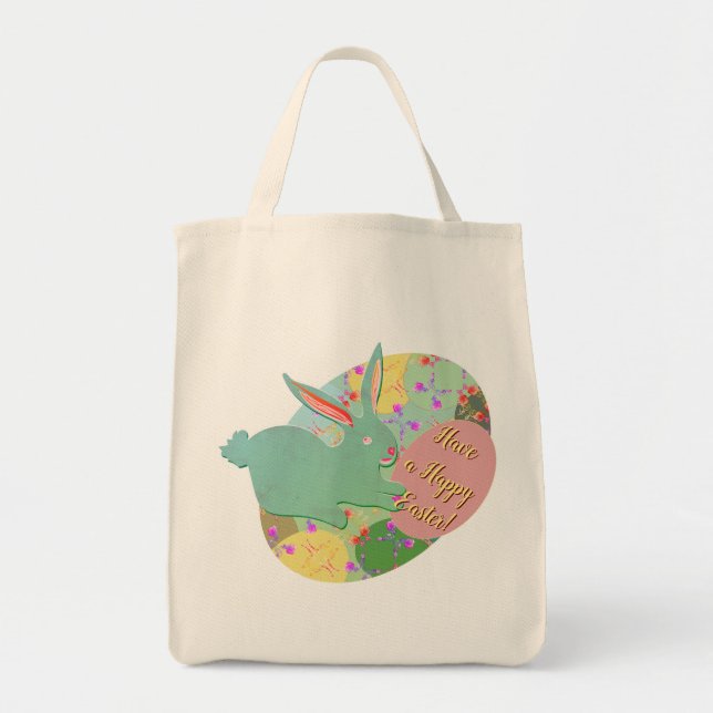 Bolsa Tote Saco de Ovos de Coelho de Páscoa (Frente)